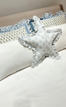 Load image into Gallery viewer, White &amp; grey Hand block printed Star cushion - limited edition
