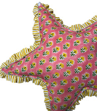 Load image into Gallery viewer, Pink Marigold Hand block printed Star cushion - limited edition
