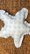 Load image into Gallery viewer, White &amp; grey Hand block printed Star cushion - limited edition
