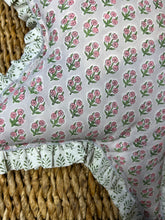 Load image into Gallery viewer, Grey &amp; Pink Daisy Hand block printed Star cushion - limited edition
