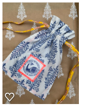 Load image into Gallery viewer, Small Hand block printed draw-tie gift bag
